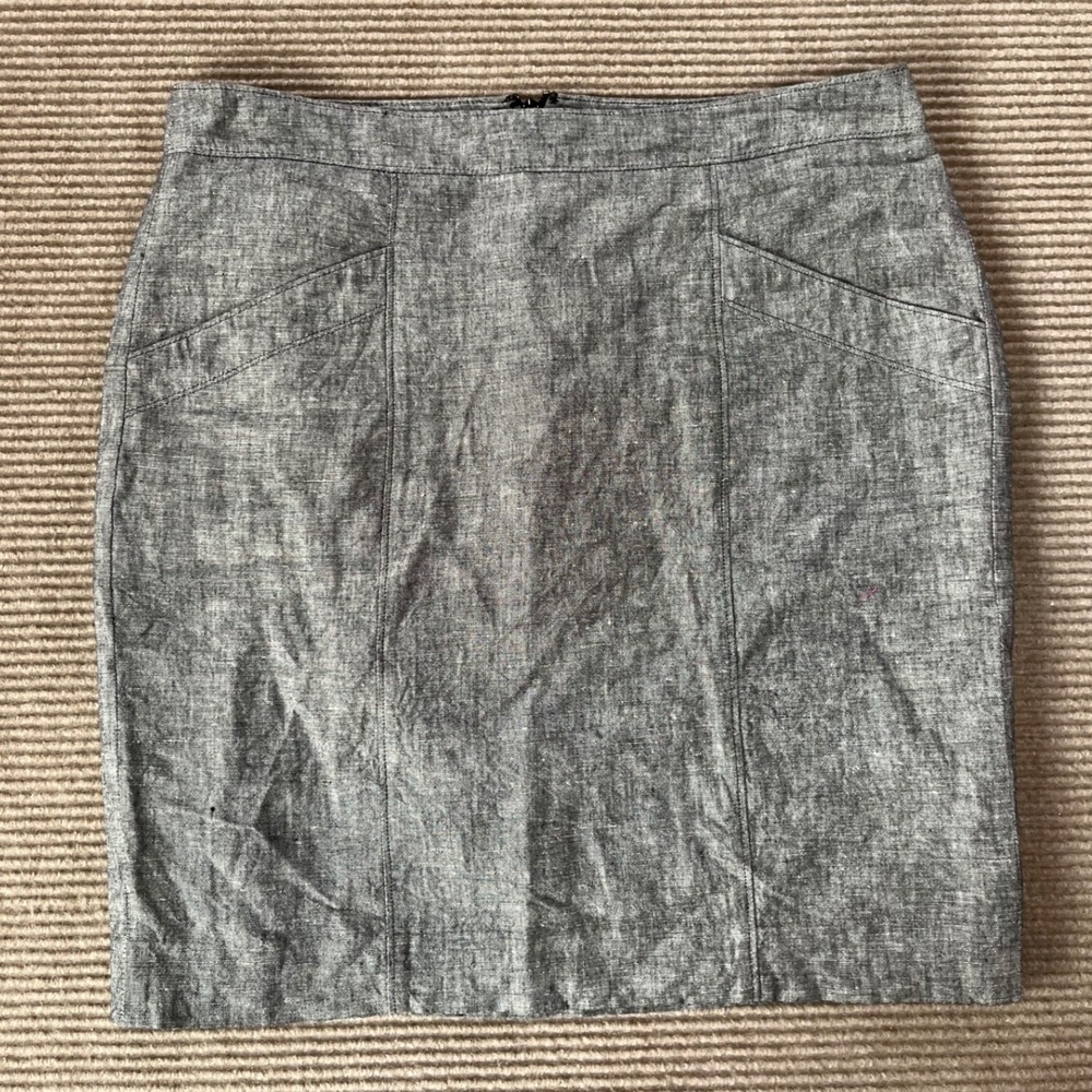 Ann Taylor Heathered Gray Linen Cotton Blend Lined Pencil Skirt Size 10‎ Office